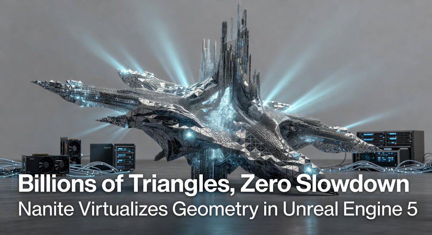 Epic's Nanite technology rendering a highly detailed cityscape in Unreal Engine 5, showcasing billions of triangles without performance hit