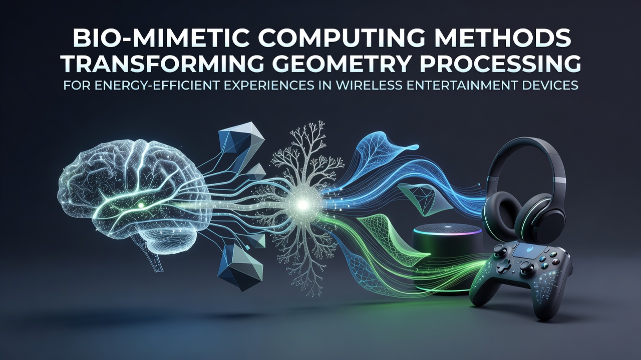 Bio-mimetic algorithms processing complex 3D geometry meshes on a wireless entertainment device display