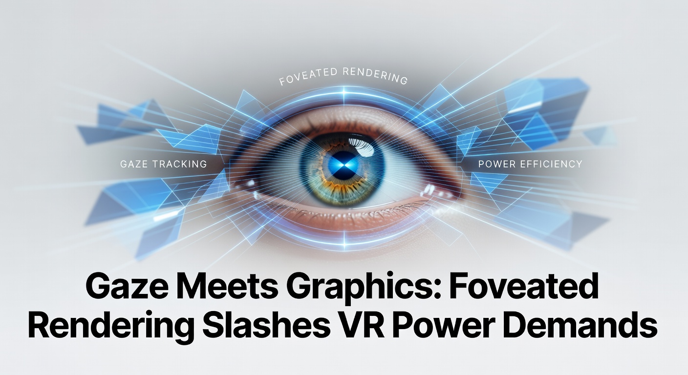 Visual diagram of foveated rendering in VR, highlighting high-resolution focus at the center of human gaze surrounded by progressively lower detail in the peripheral vision area
