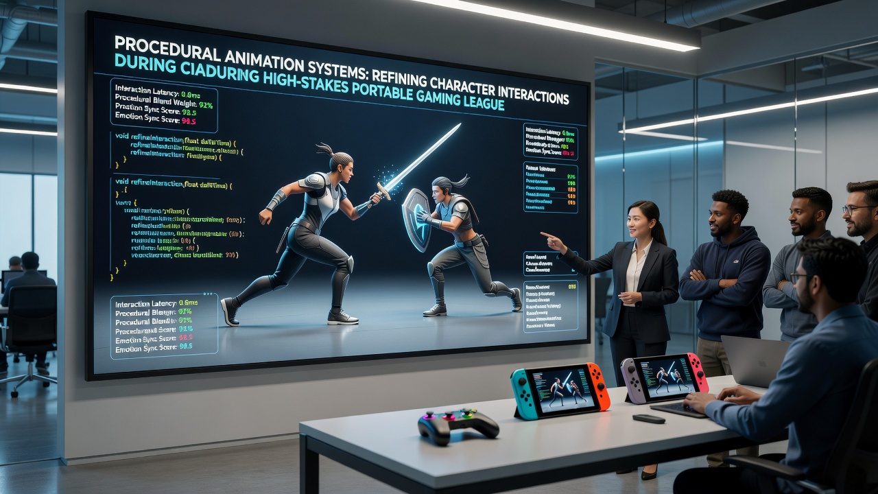 Close-up view of adaptive character interactions powered by procedural animation during a high-stakes mobile league match