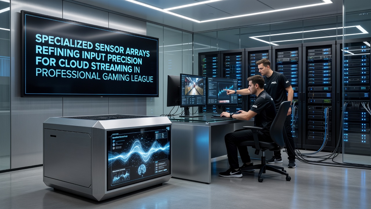 Cloud streaming infrastructure receiving refined input data from specialized sensor arrays during a professional esports match