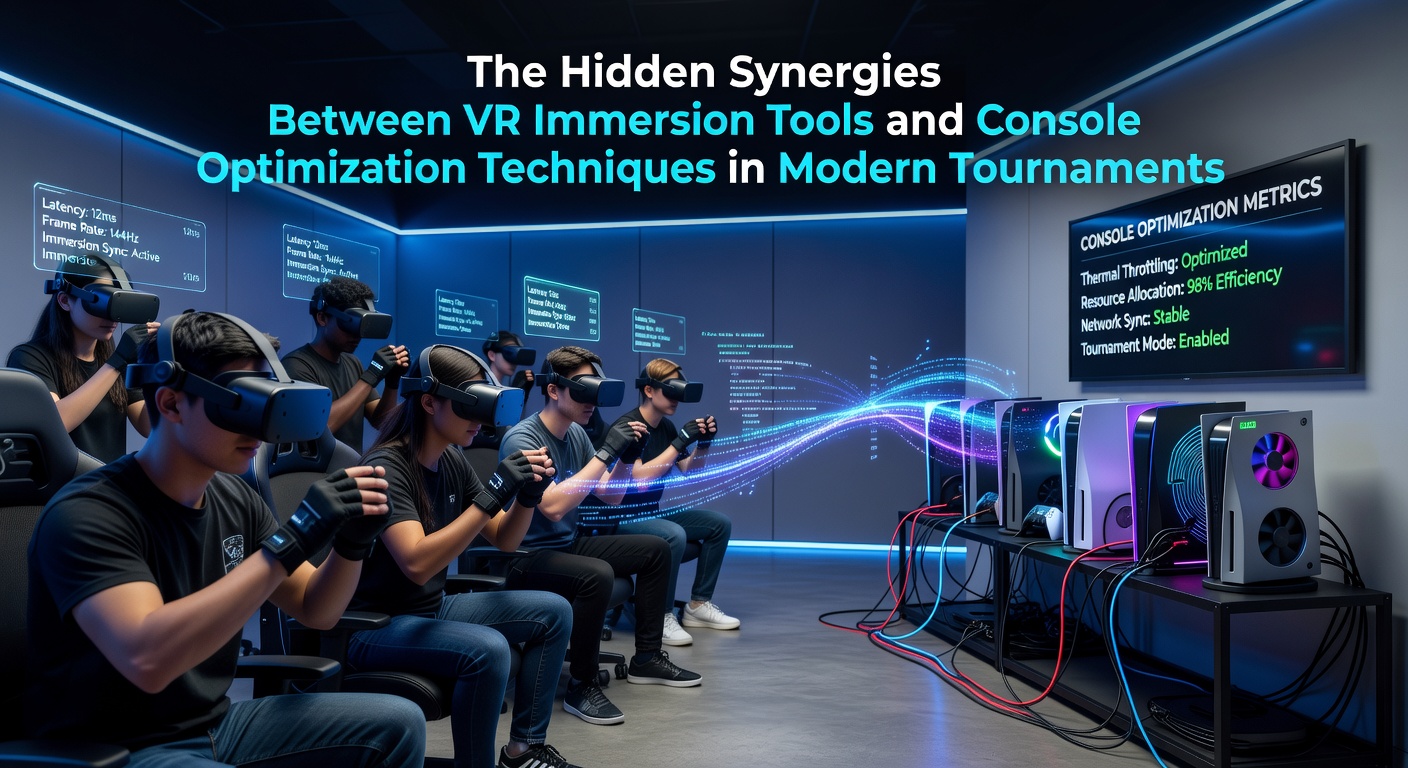 VR headsets integrated with console hardware during a competitive esports tournament setup