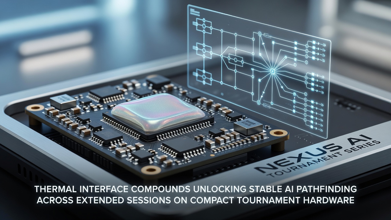 Compact tournament hardware with thermal interface compounds applied to AI processing units during extended sessions
