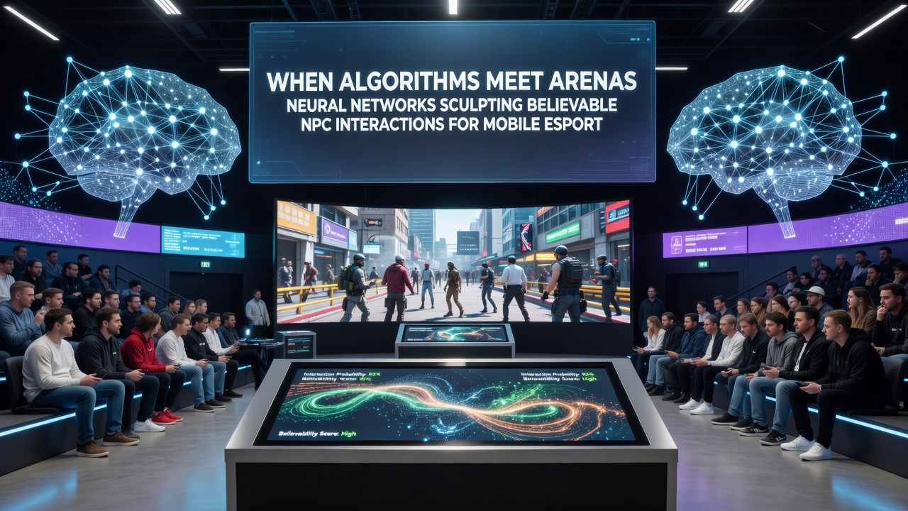 Mobile esports arena display showing NPC behavior overlays